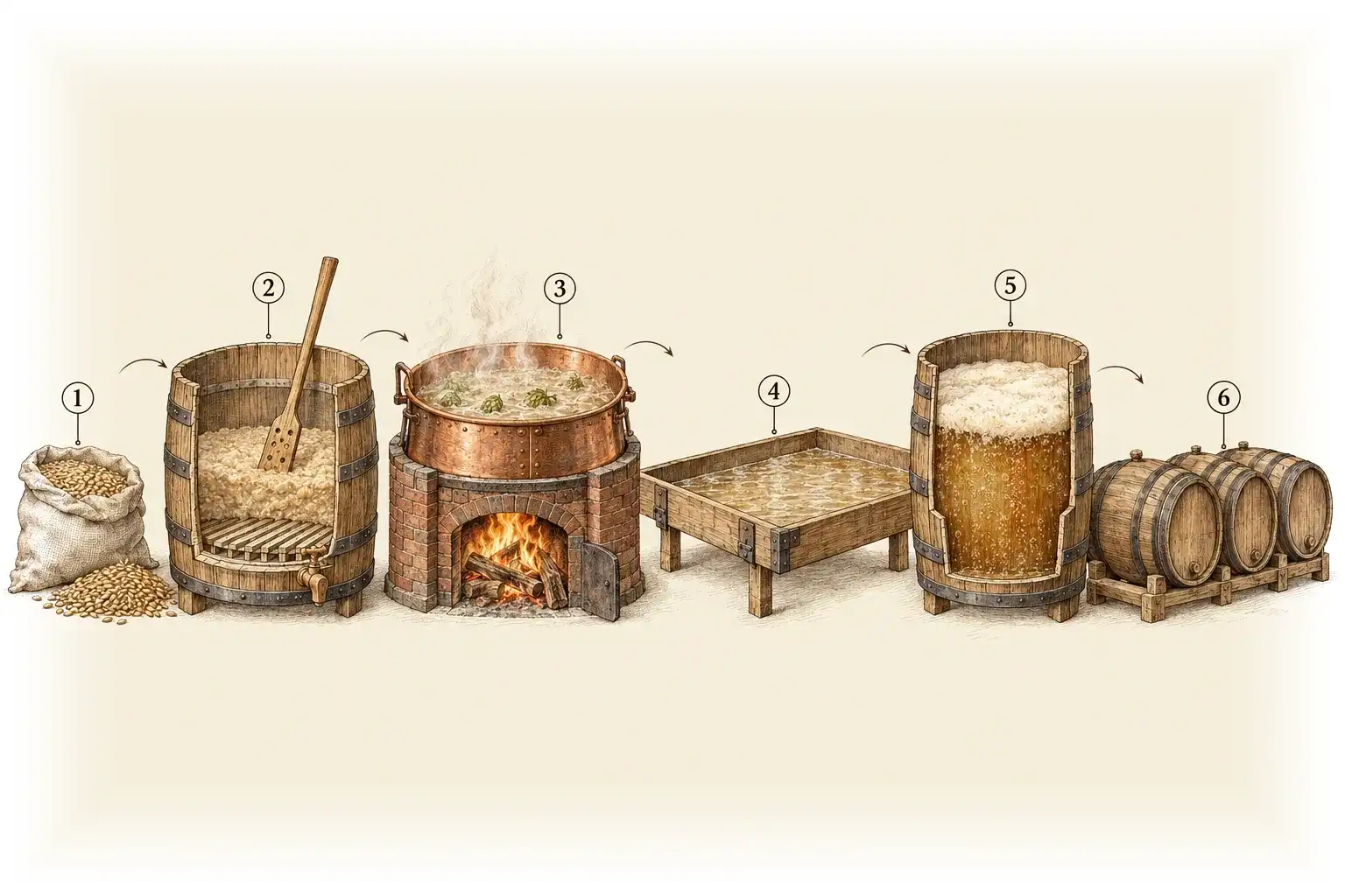 Beer · Grain sugars fermented into alcohol