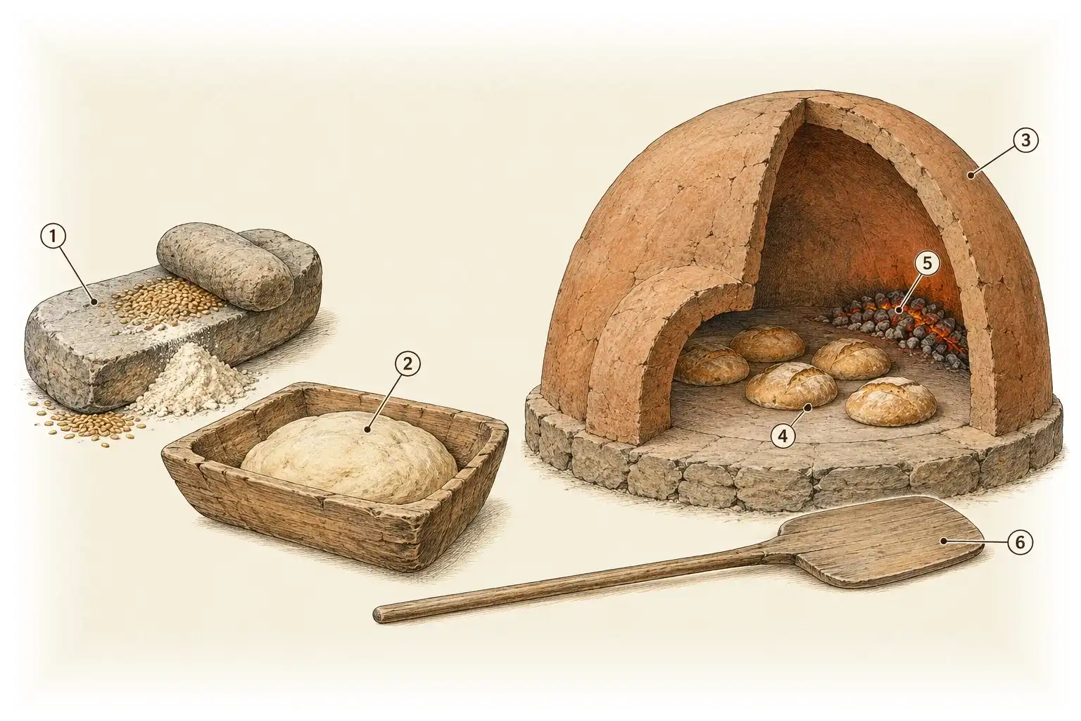 Pane · Grano macinato, acqua e calore