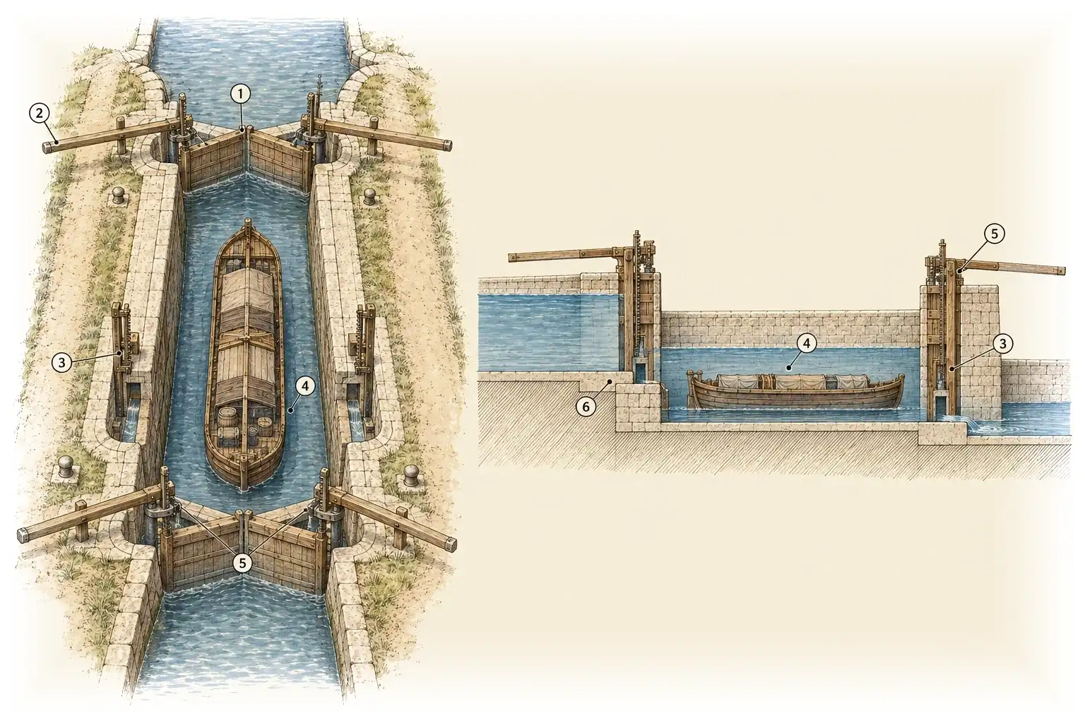 Kammerschleuse · Eine Treppe aus Wasser für Schiffe