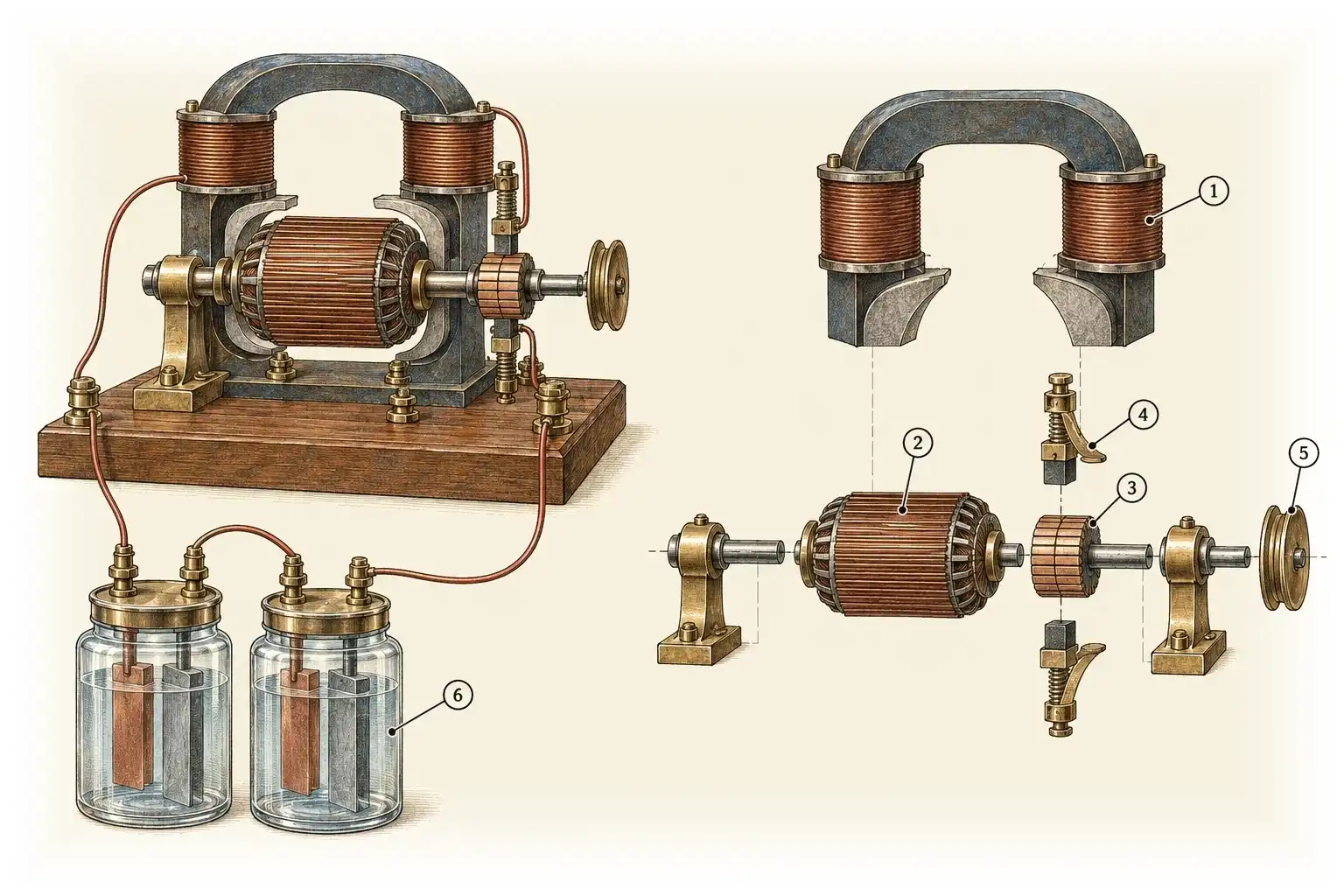 Elektromotor · Strom, der eine Welle dreht