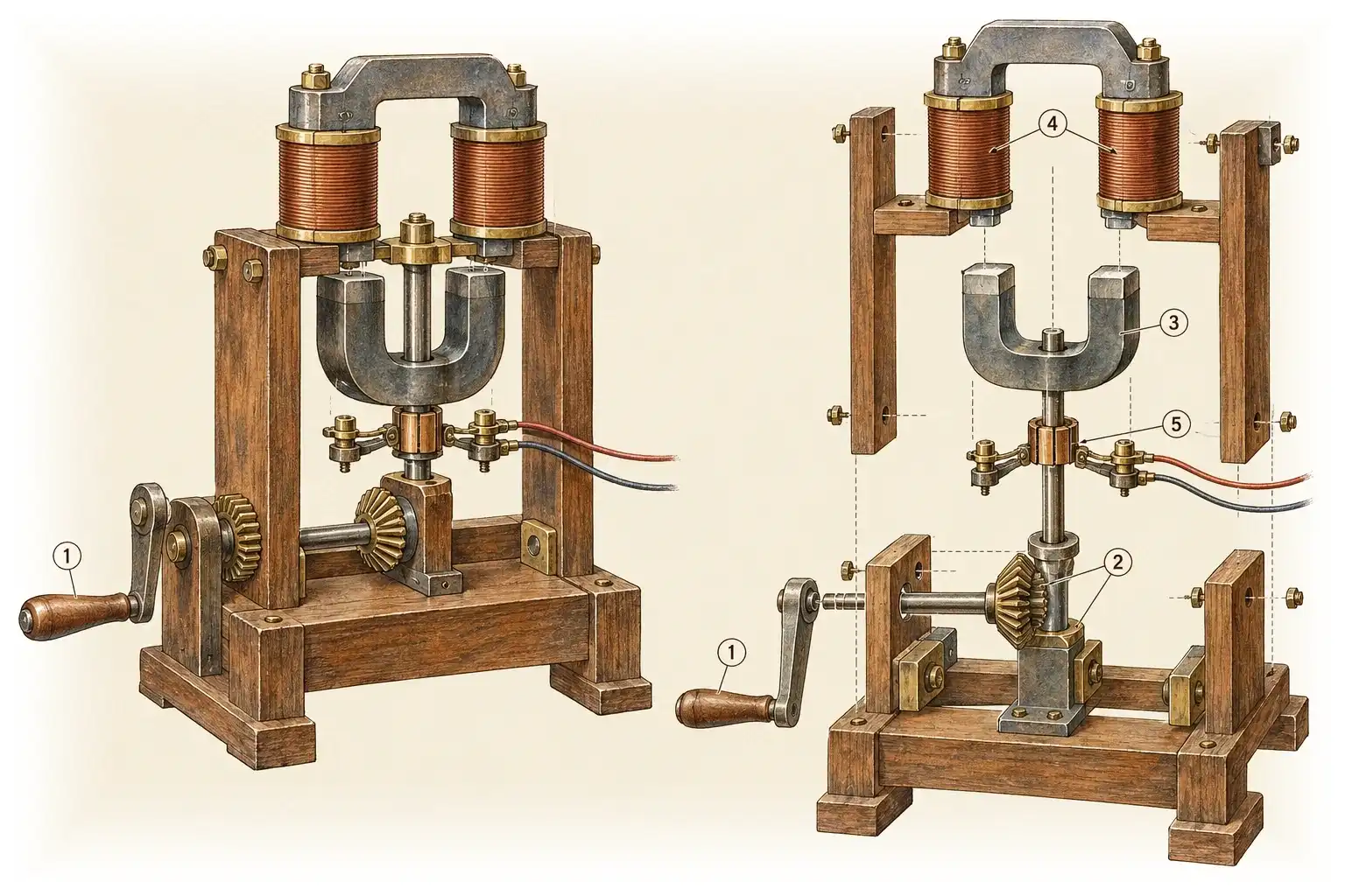 Elektrischer Generator · Bewegung, in Strom verwandelt