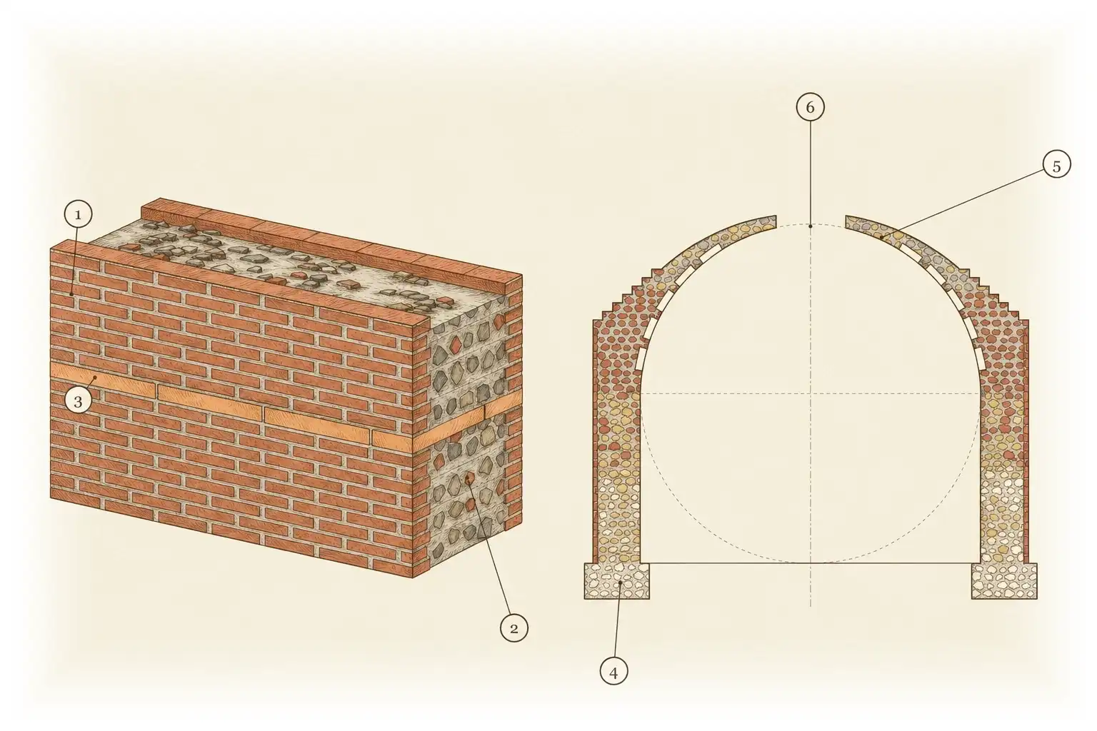 Römischer Beton · Kalk, Vulkanasche und Bruchstein