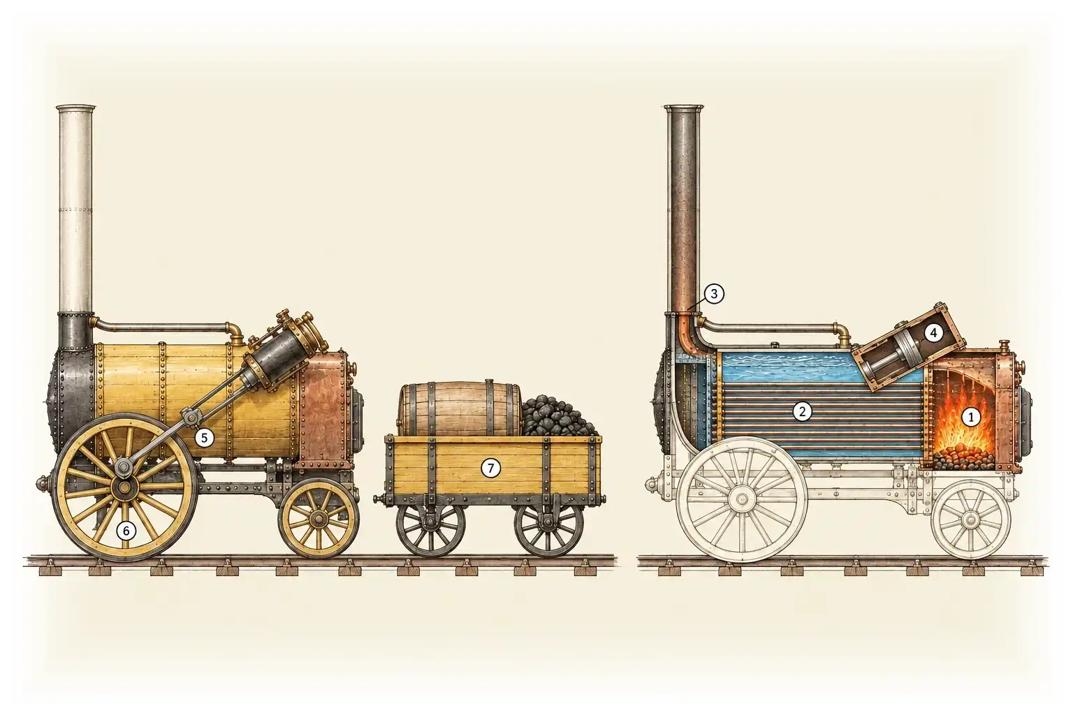 Dampflokomotive · Dampfkraft auf Schienen